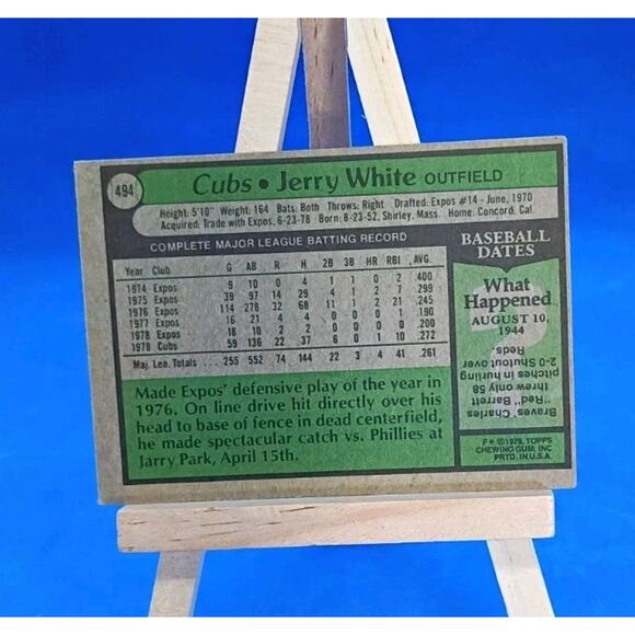 1979 Topps - Jerry White #494  Chicago Cubs - Picture 4 of 4